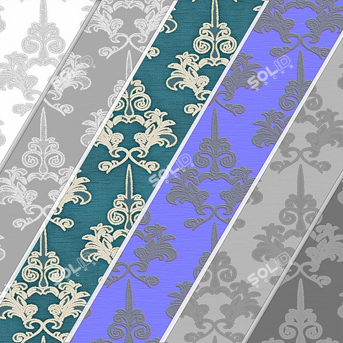 Floral Brocade Fabric Set, 2 Colors 3D model image 5