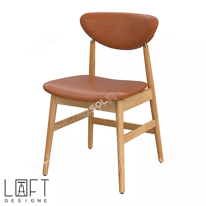 LoftDesigne 38963 Wooden Fabric Chair 3D model image 1