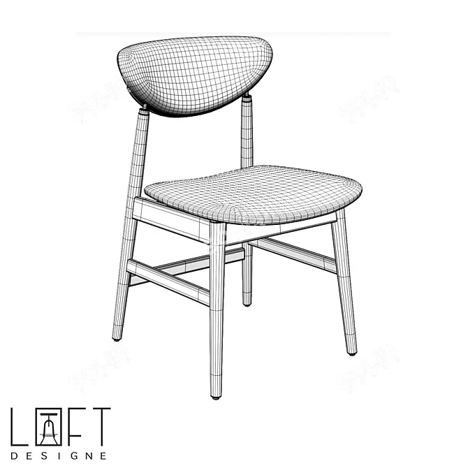 LoftDesigne 38963 Wooden Fabric Chair 3D model image 2