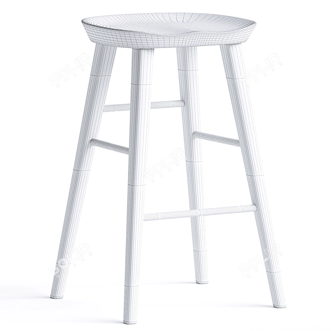 Modern Wood Counter Stool 3D model image 5