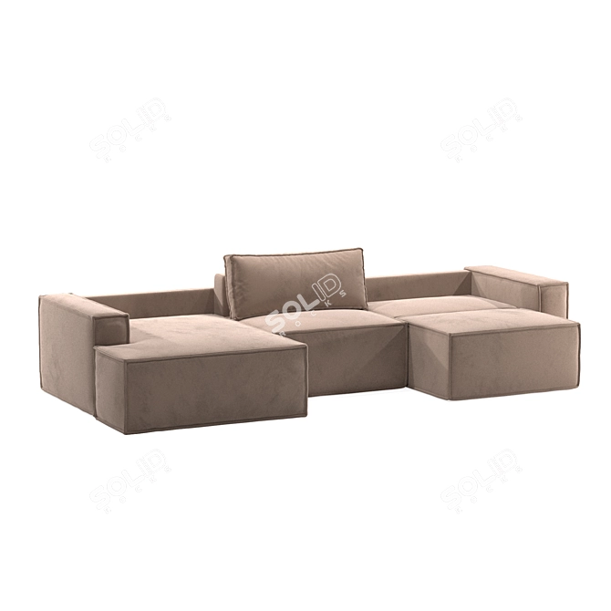  Modern Low 3-Block Sectional 3D model image 6