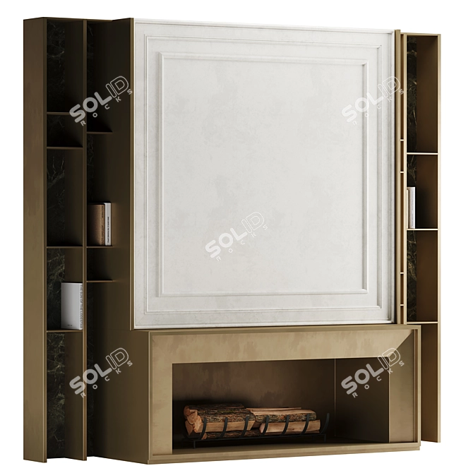 Wood-Burning Living Room Fireplace 3D model image 2