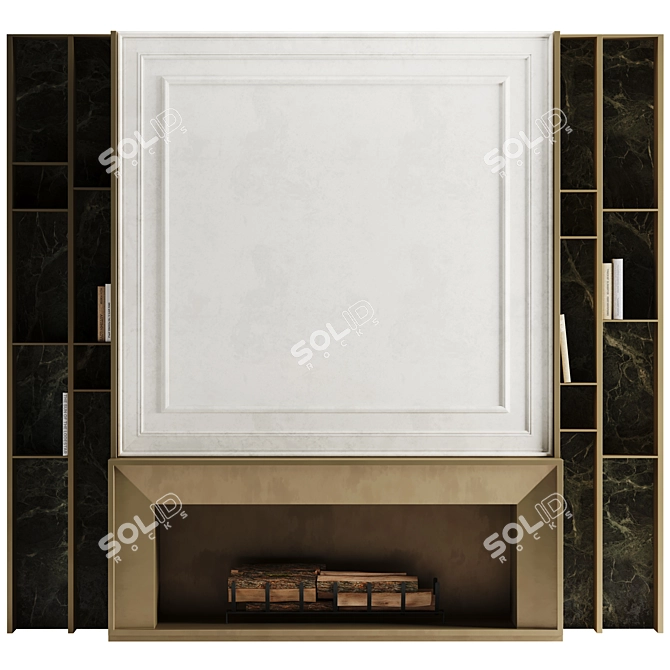 Wood-Burning Living Room Fireplace 3D model image 3