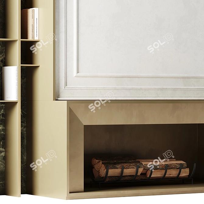 Wood-Burning Living Room Fireplace 3D model image 5