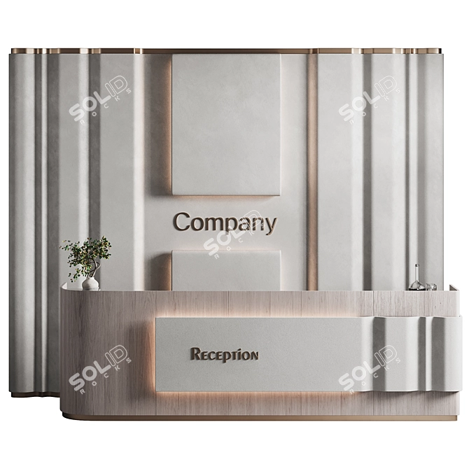 Modern Reception Desk 3D Model 3D model image 2