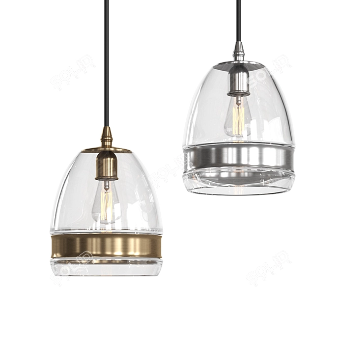 Antique Brass Glass Pendant Light 3D model image 1