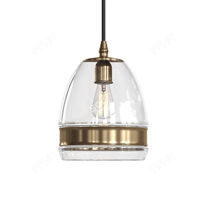 Antique Brass Glass Pendant Light 3D model image 3