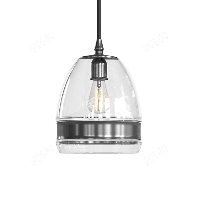 Antique Brass Glass Pendant Light 3D model image 4