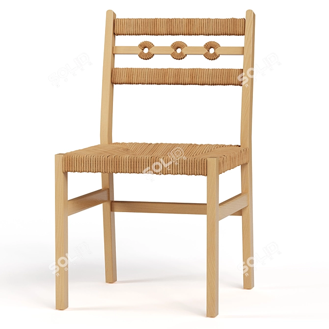 Menorca Oak Wicker Chair Set 3D model image 2