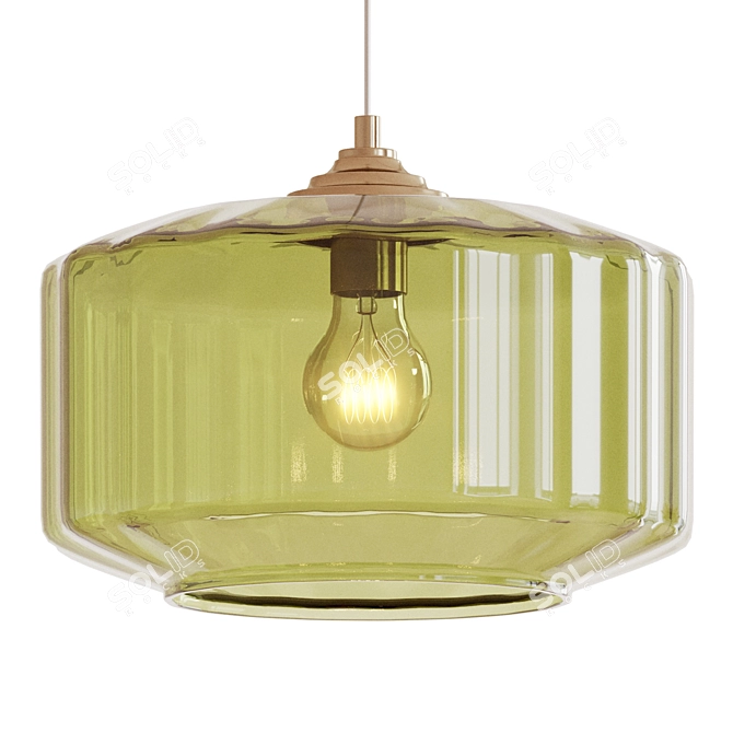 Industrial Glass Metal Pendant Lamp 3D model image 2