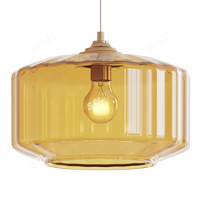 Industrial Glass Metal Pendant Lamp 3D model image 3