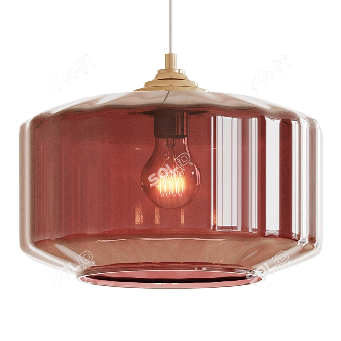 Industrial Glass Metal Pendant Lamp 3D model image 5