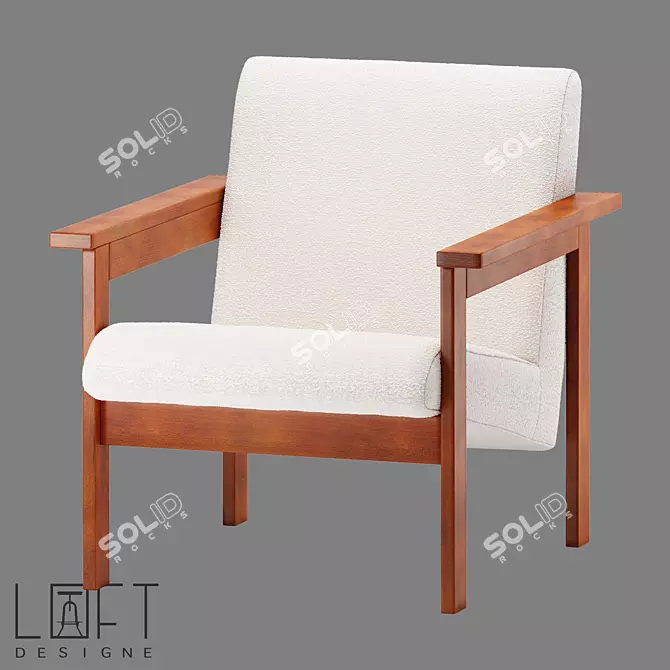 LoftDesigne 33406 Wooden Fabric Chair 3D model image 1