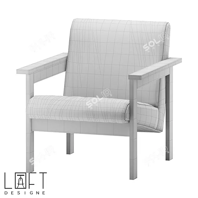 LoftDesigne 33406 Wooden Fabric Chair 3D model image 2