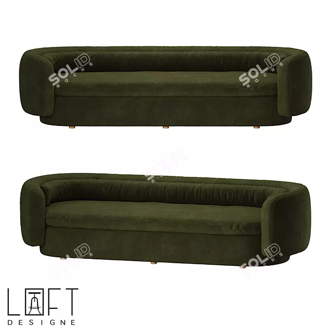 Modern Wood and Fabric Sofa 3D model image 1