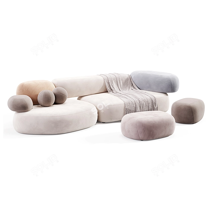 Modern Elegance: Pebble Rubble Sofa 3D model image 2