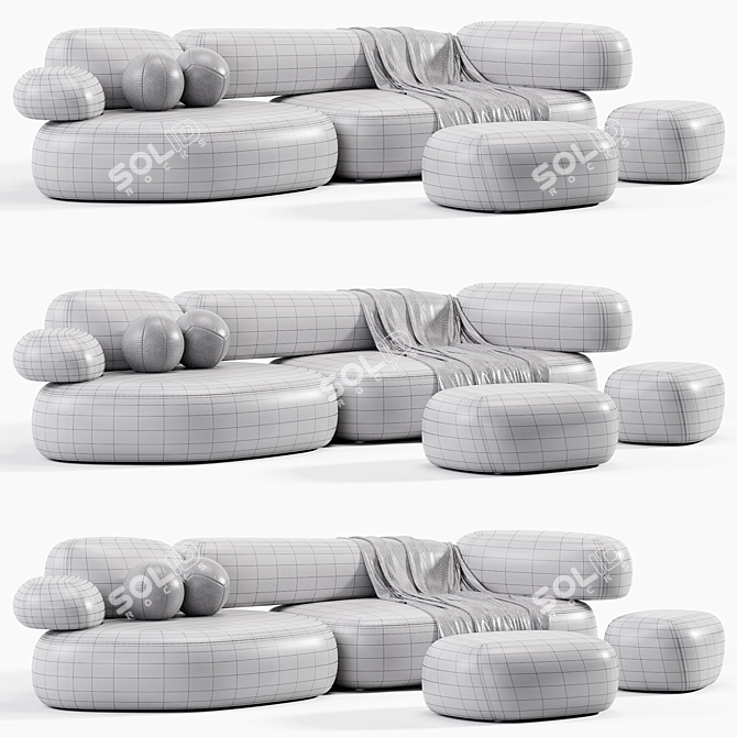 Modern Elegance: Pebble Rubble Sofa 3D model image 5