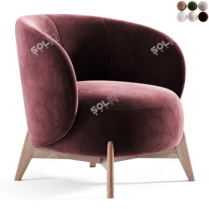 Luxury Velvet Tilar Armchair 3D model image 1