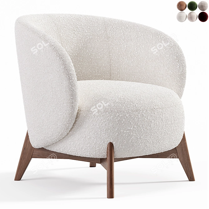 Luxury Velvet Tilar Armchair 3D model image 2