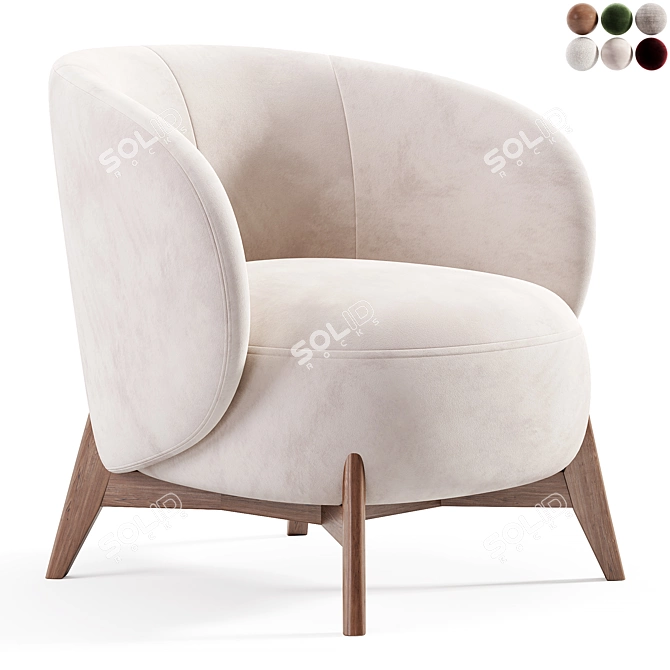 Luxury Velvet Tilar Armchair 3D model image 3