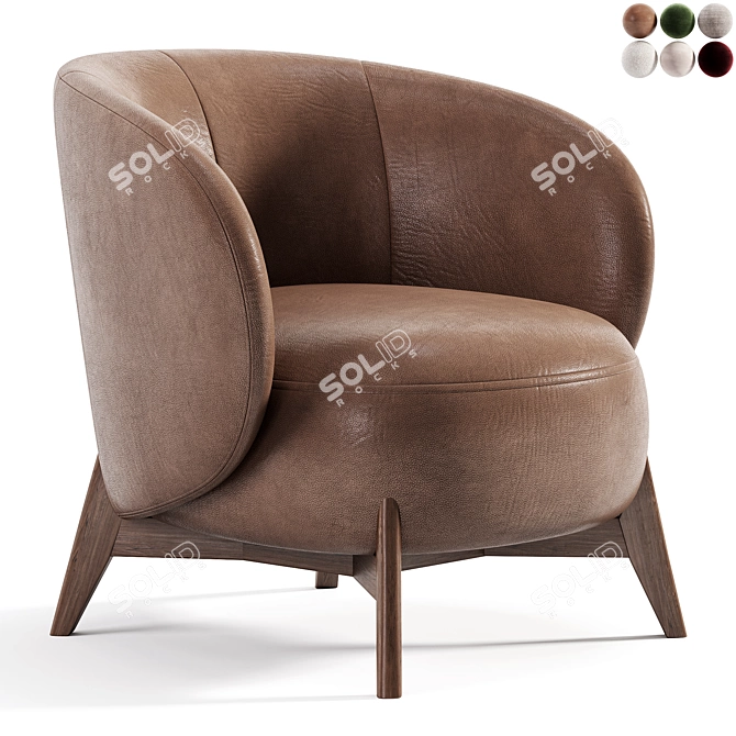 Luxury Velvet Tilar Armchair 3D model image 4