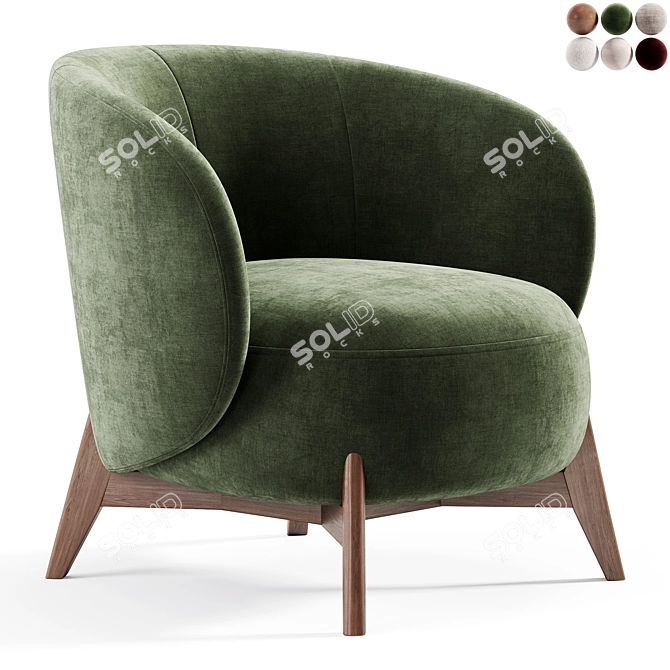Luxury Velvet Tilar Armchair 3D model image 5