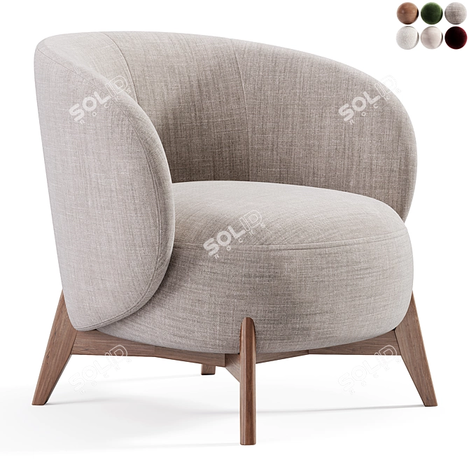 Luxury Velvet Tilar Armchair 3D model image 6