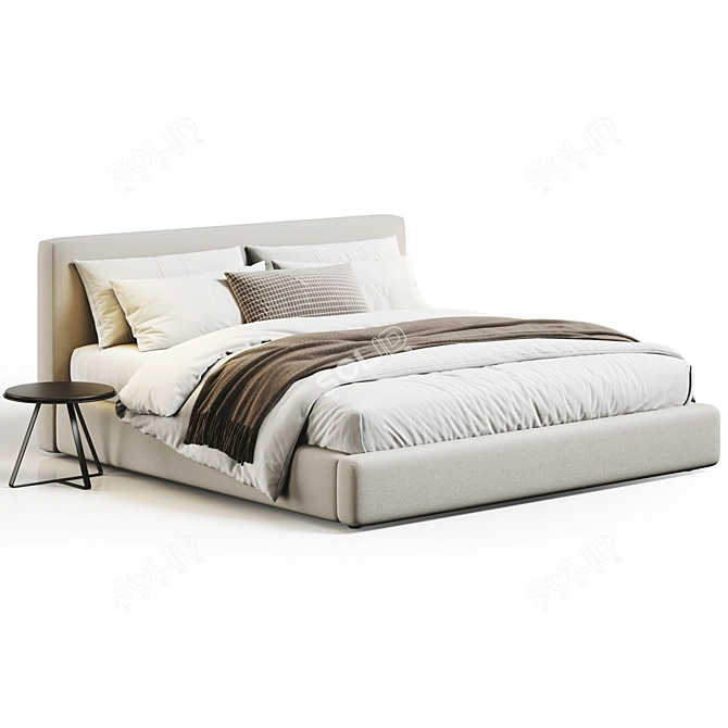 Elegant Abbyson Luxe Upholstered Bed 3D model image 2