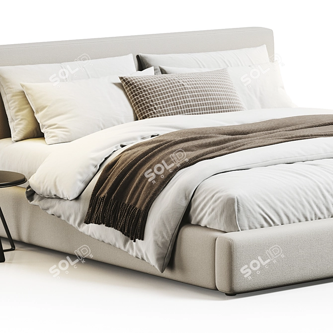 Elegant Abbyson Luxe Upholstered Bed 3D model image 3