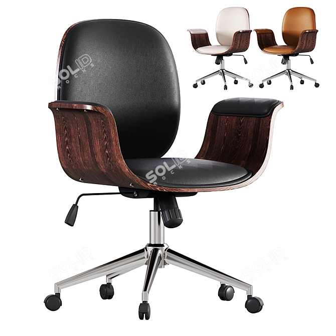 White Bent Wood Office Chair 3D model image 1