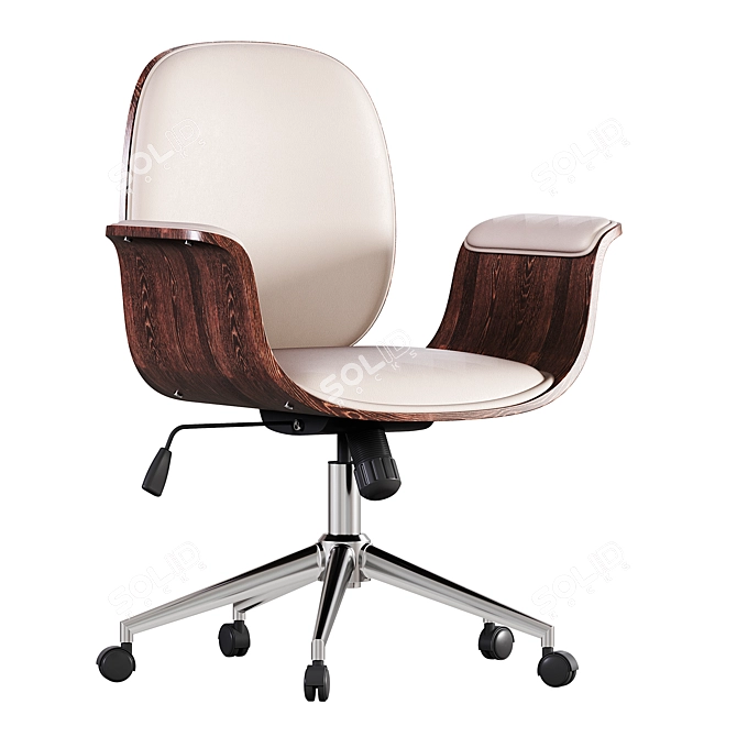 White Bent Wood Office Chair 3D model image 2