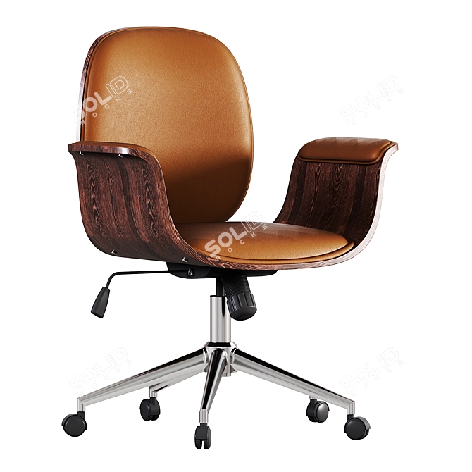 White Bent Wood Office Chair 3D model image 3