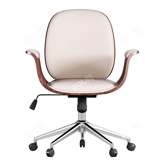 White Bent Wood Office Chair 3D model image 4