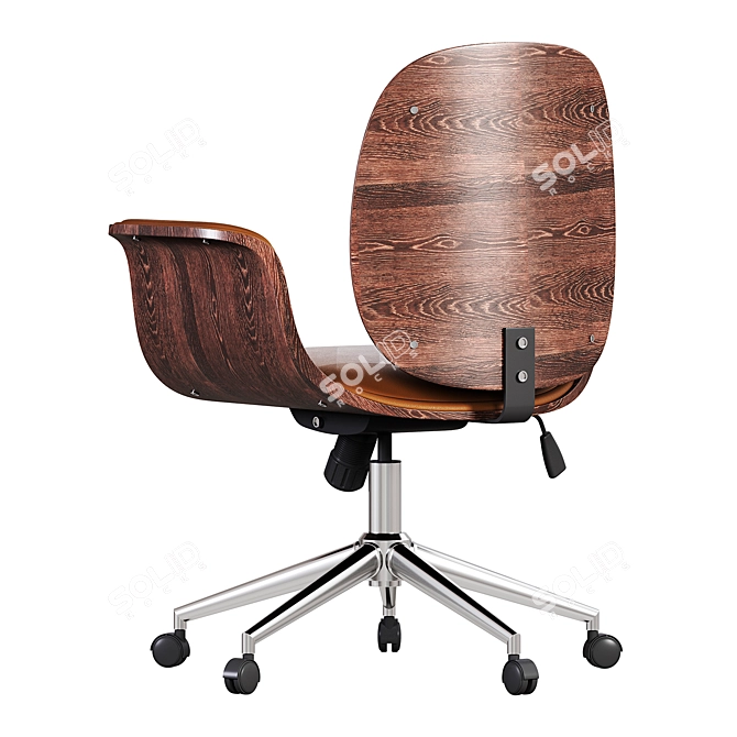 White Bent Wood Office Chair 3D model image 6