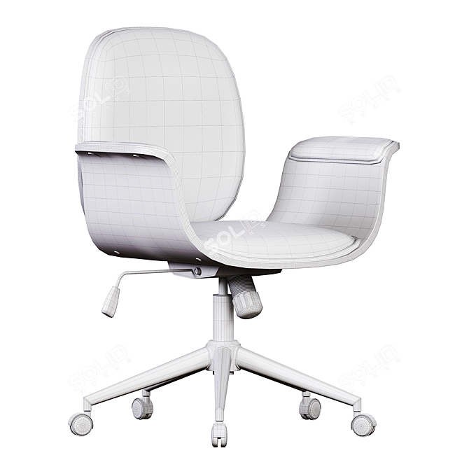 White Bent Wood Office Chair 3D model image 7