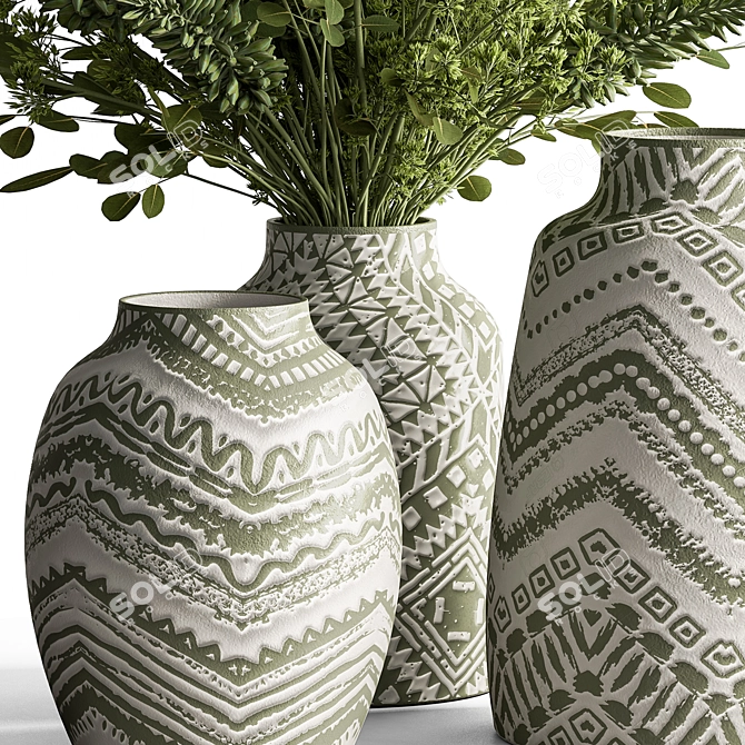 Rustic Vase Plant Set 3D model image 2