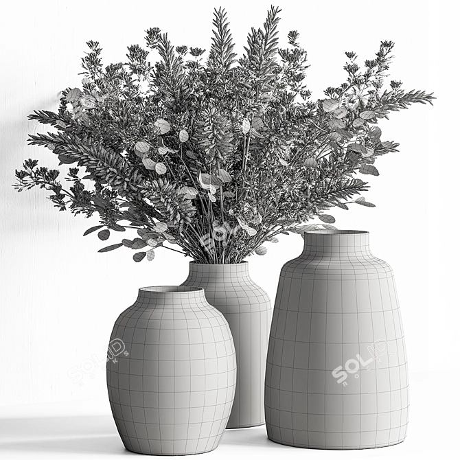 Rustic Vase Plant Set 3D model image 4