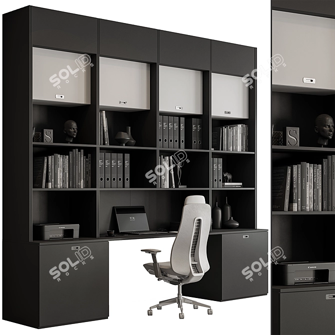 Modern Home Office Furniture Set 3D model image 1