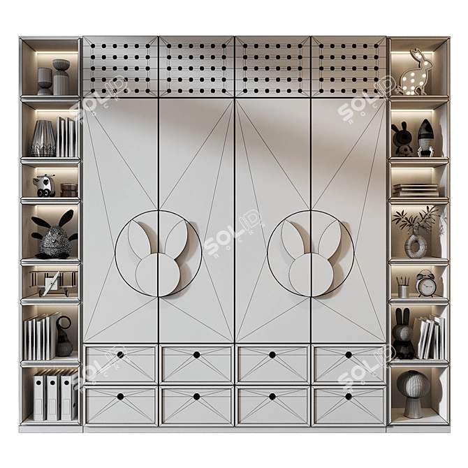 Custom Wardrobe Furniture Composition 3D model image 3