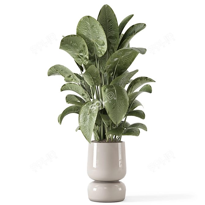 Handmade Stone Pot Indoor Plants 3D model image 3