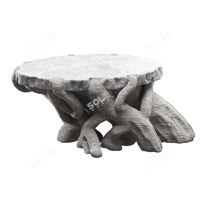 Stone Garden Table Customized Wood Design 3D model image 2