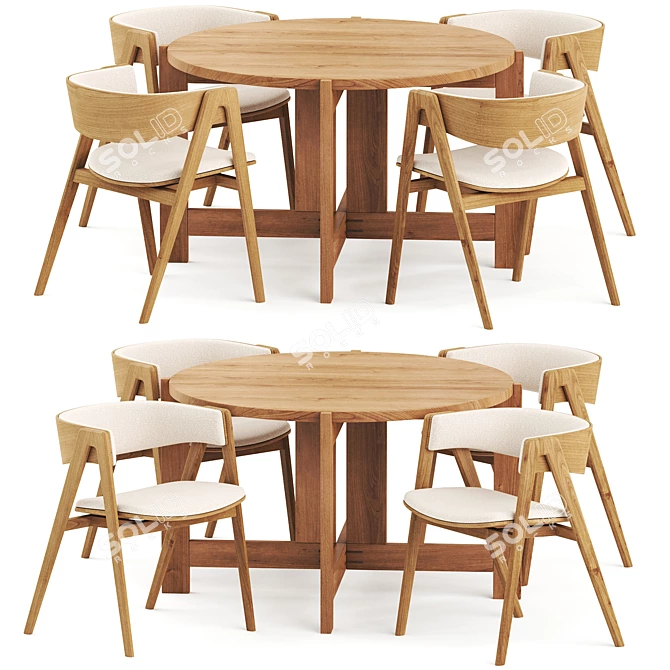  Modern Dining Set, Elegant Design 3D model image 1