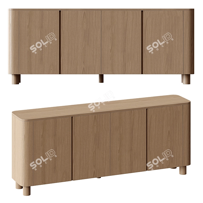 Ash Plywood TV Stand - KaveHome 3D model image 1