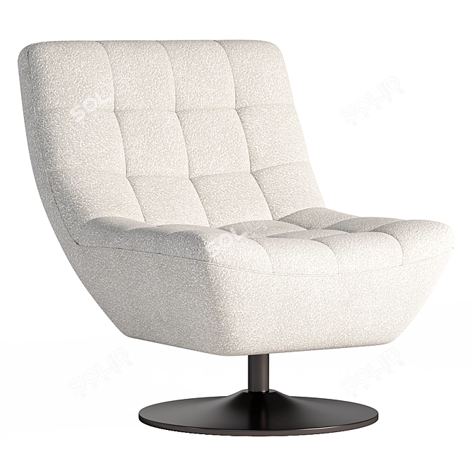 Elegant White Boucle Swivel Chair 3D model image 1