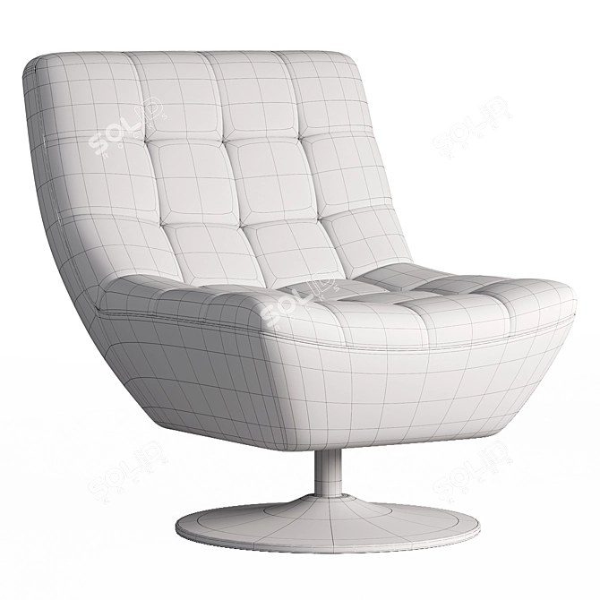 Elegant White Boucle Swivel Chair 3D model image 2