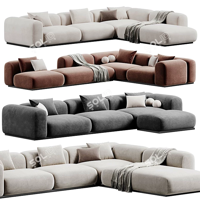 Mahe Sectional Sofa: Modern Elegance 3D model image 1