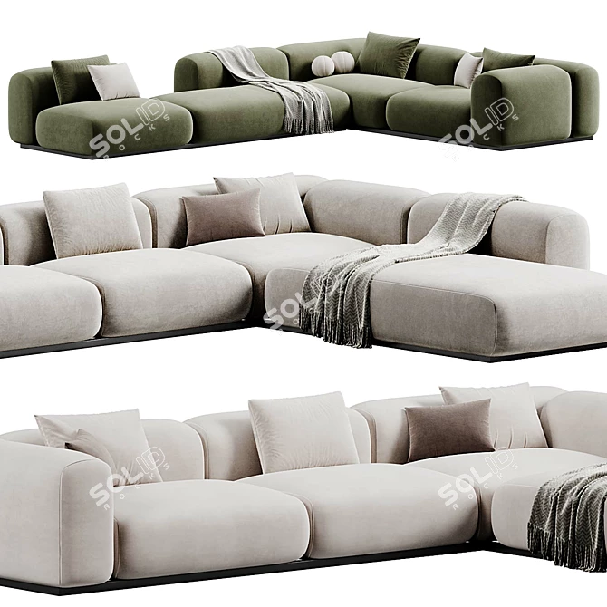 Mahe Sectional Sofa: Modern Elegance 3D model image 3