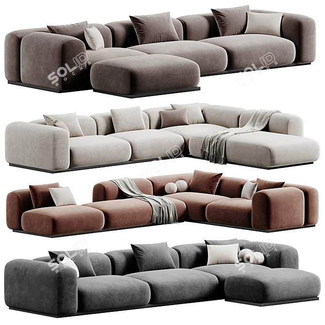 Mahe Sectional Sofa: Modern Elegance 3D model image 5