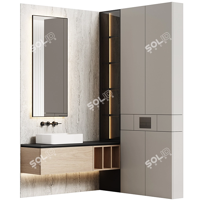 Title: Modern Modular Bathroom Furniture 3D model image 1