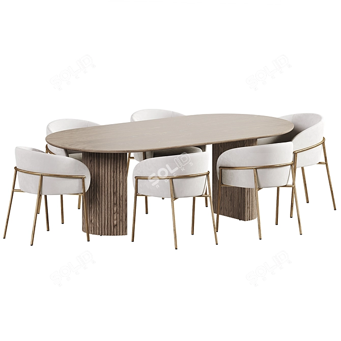 Elegant Oval Dining Set Furniture 3D model image 2